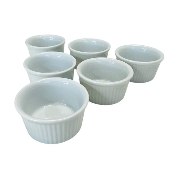 Pier 1 White Porcelain Ramekins Dish 6PC Set Dessert Baking Prep Tasting Party - Picture 4 of 8